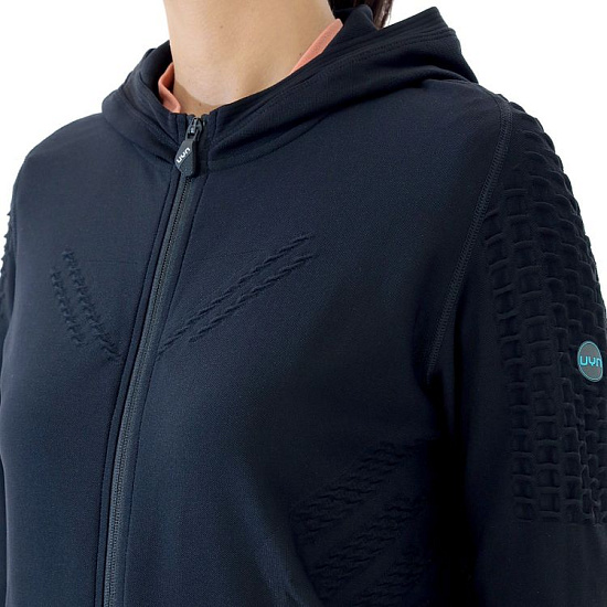 Куртка женская UYN Run Fit Ow Hooded Full Zip Blackboard - Фото 3 большая