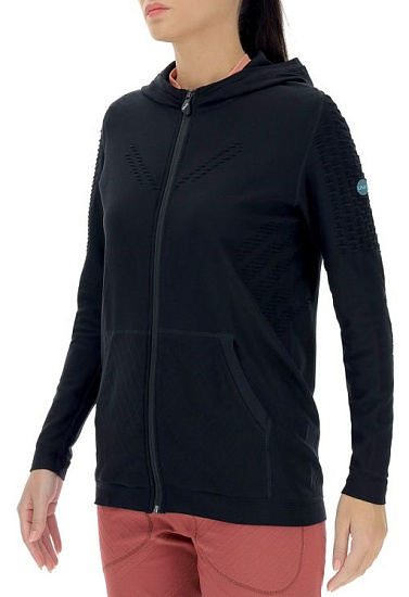 Куртка женская UYN Run Fit Ow Hooded Full Zip Blackboard - Фото 6 большая