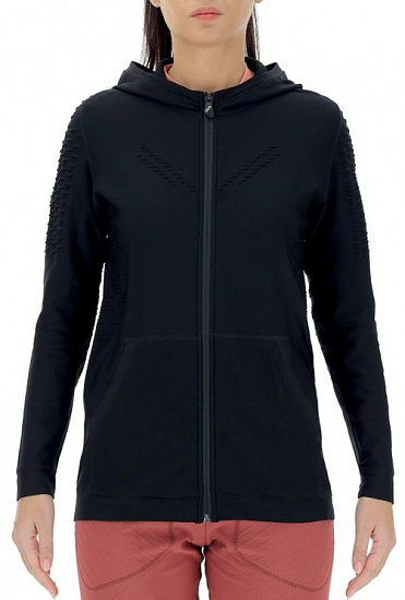 Куртка женская UYN Run Fit Ow Hooded Full Zip Blackboard - Фото 1 большая