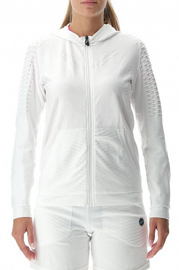 Куртка женская UYN Run Fit Ow Hooded Full Zip Lucent White - Фото 1 большая