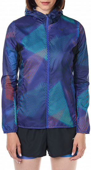 Куртка женская Mizuno Printed Hoodie син - Фото 1 большая
