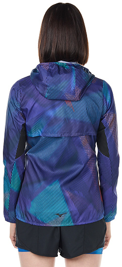 Куртка женская Mizuno Printed Hoodie син - Фото 4 большая