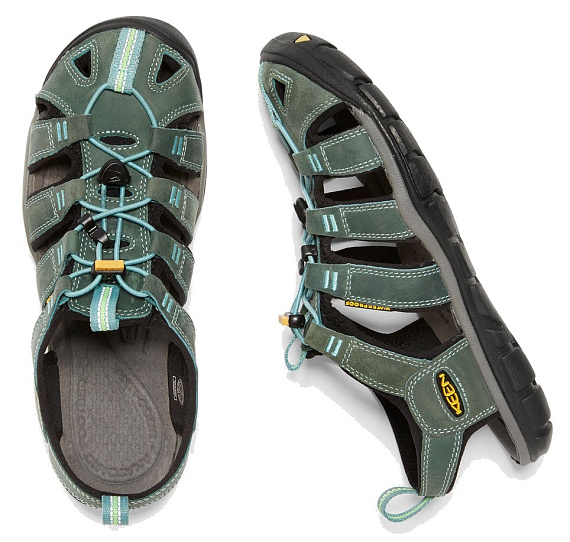 Сандалии женские Keen Clearwater CNX Leather Mineral Blue/Yellow - Фото 2 большая