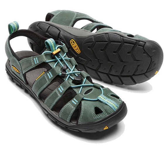 Сандалии женские Keen Clearwater CNX Leather Mineral Blue/Yellow - Фото 5 большая