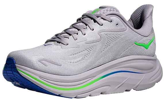 Кроссовки мужские Hoka Clifton 10 Ash Grey/Neon Green - Фото 2 большая