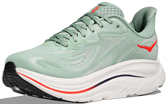 Кроссовки мужские Hoka Clifton 10 Sage/Neon Flame - Фото 5 большая