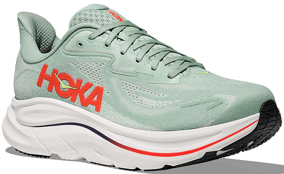 Кроссовки мужские Hoka Clifton 10 Sage/Neon Flame - Фото 6 большая