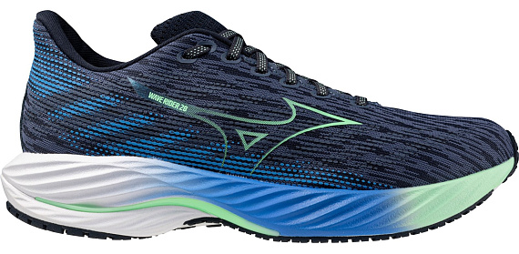 Кроссовки мужские Mizuno Wave Rider 28 VintageIndigo/NeoMint/FrontBlu - Фото 1 большая
