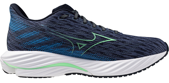 Кроссовки мужские Mizuno Wave Rider 28 VintageIndigo/NeoMint/FrontBlu - Фото 2 большая