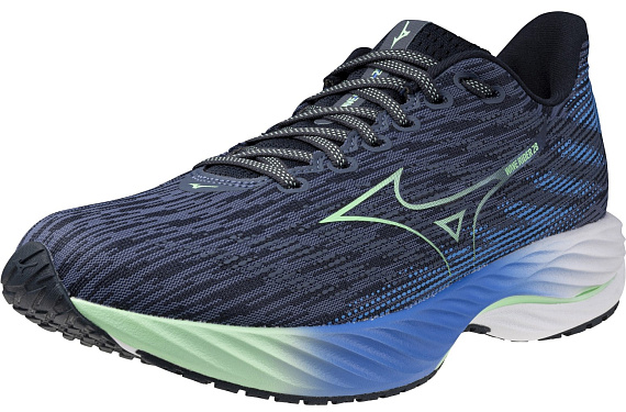 Кроссовки мужские Mizuno Wave Rider 28 VintageIndigo/NeoMint/FrontBlu - Фото 5 большая