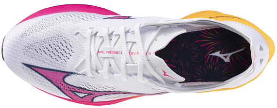 Кроссовки Mizuno Wave Rebellion Pro 3 White/Pink Tetra/Tang Orange - Фото 2 большая