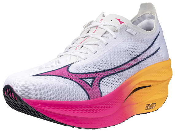 Кроссовки Mizuno Wave Rebellion Pro 3 White/Pink Tetra/Tang Orange - Фото 4 большая