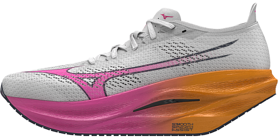 Кроссовки Mizuno Wave Rebellion Pro 3 White/Pink Tetra/Tang Orange - Фото 8 большая