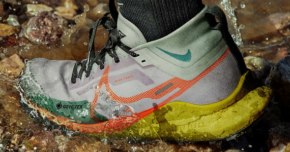 Кроссовки мужские Nike React Pegasus Trail 4 Gtx Barely Grape/Total Orange-Barely Green - Фото 9 большая