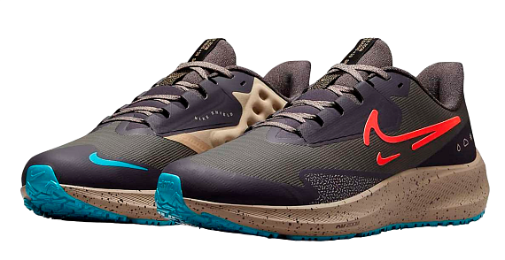 Кроссовки мужские Nike Air Zoom Pegasus 39 Shield Medium Ash/Bright Crimson-Khaki - Фото 3 большая