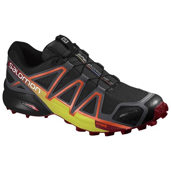 Кроссовки мужской Salomon Speedcross 4 CS Black/ Magnet/Red Dalhia - Фото 1 большая