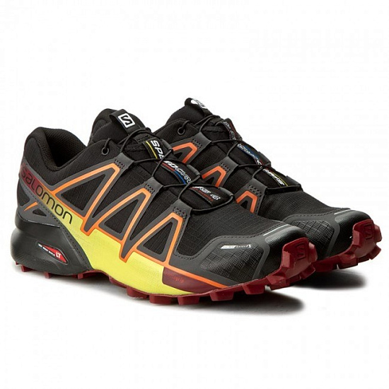 Кроссовки мужской Salomon Speedcross 4 CS Black/ Magnet/Red Dalhia - Фото 2 большая