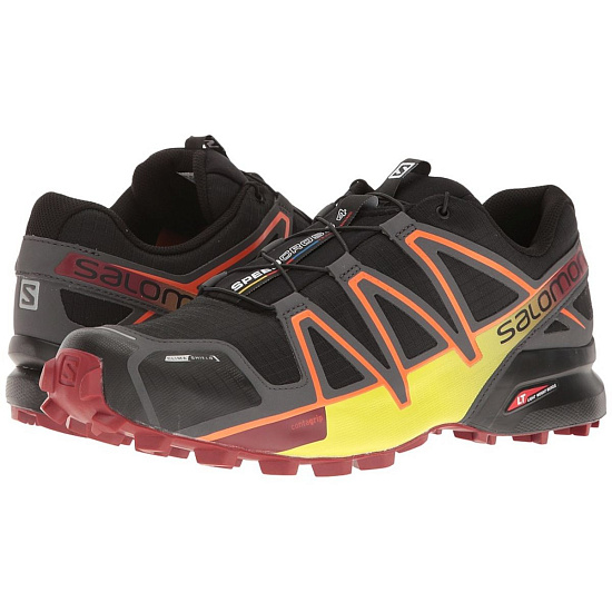 Кроссовки мужской Salomon Speedcross 4 CS Black/ Magnet/Red Dalhia - Фото 3 большая