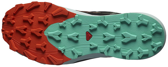 Кроссовки мужские Salomon Thundercross Black/Cherry Tomato/Electric Green - Фото 2 большая