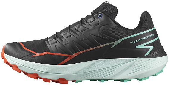 Кроссовки мужские Salomon Thundercross Black/Cherry Tomato/Electric Green - Фото 3 большая