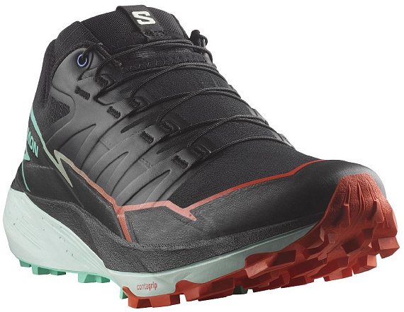 Кроссовки мужские Salomon Thundercross Black/Cherry Tomato/Electric Green - Фото 5 большая