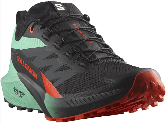 Кроссовки мужские Salomon Sense Ride 5 Black/Bay/Cherry Tomato - Фото 2 большая
