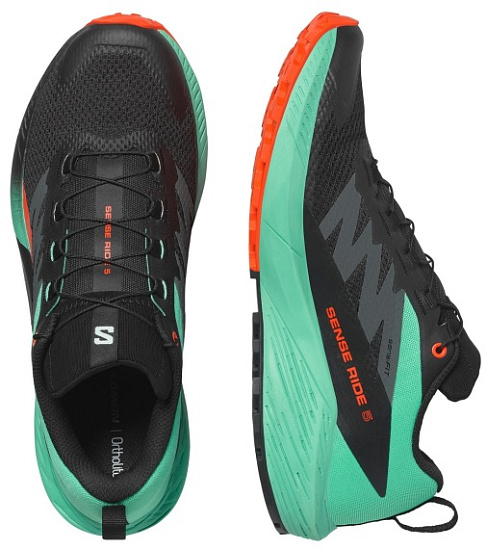 Кроссовки мужские Salomon Sense Ride 5 Black/Bay/Cherry Tomato - Фото 4 большая