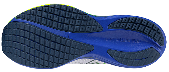Кроссовки мужские Mizuno Wave Rider 29 White/Estate Blue/Lightning Ye - Фото 4 большая