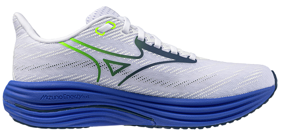 Кроссовки мужские Mizuno Wave Rider 29 White/Estate Blue/Lightning Ye - Фото 3 большая