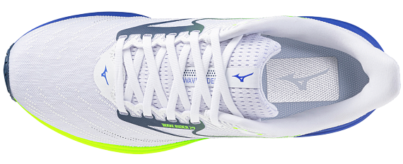 Кроссовки мужские Mizuno Wave Rider 29 White/Estate Blue/Lightning Ye - Фото 5 большая