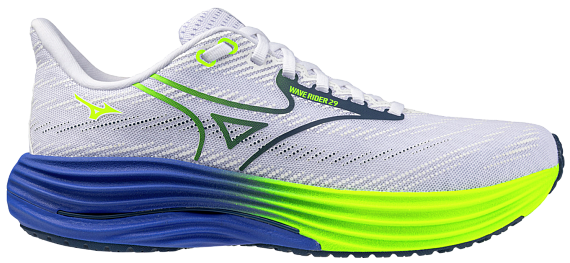 Кроссовки мужские Mizuno Wave Rider 29 White/Estate Blue/Lightning Ye - Фото 1 большая