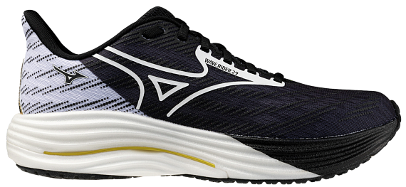 Кроссовки Mizuno Wave Rider 29 Black/White/Gold - Фото 1 большая