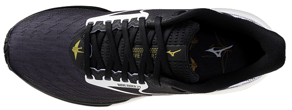 Кроссовки Mizuno Wave Rider 29 Black/White/Gold - Фото 3 большая