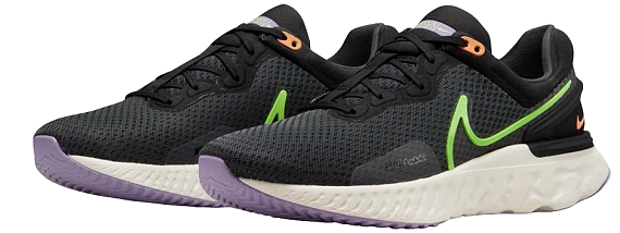 Кроссовки мужские Nike React Miler 3 Anthracite/Ghost Green-Black-White - Фото 3 большая