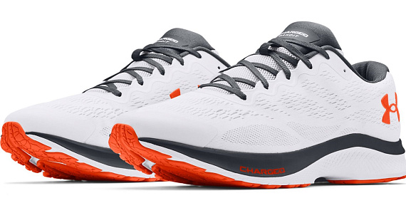 Кроссовки мужские Under Armour Charged Bandit 6 White/Blaze Orange - Фото 3 большая