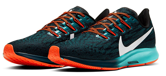 Кроссовки мужские Nike Air Zoom Pegasus 36 Hkne Black/Mtlc Summit Wht/Midnight Turq - Фото 5 большая
