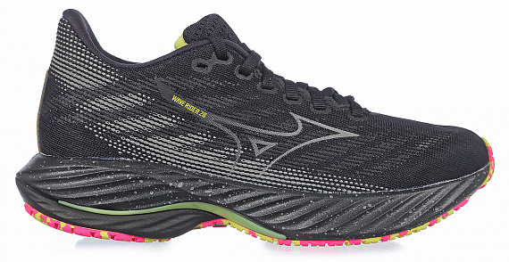 Кроссовки Mizuno Wave Rider 28 Black/Silver/Sunny Lime - Фото 1 большая