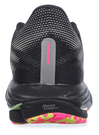 Кроссовки Mizuno Wave Rider 28 Black/Silver/Sunny Lime - Фото 3 большая