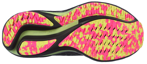 Кроссовки Mizuno Wave Rider 28 Black/Silver/Sunny Lime - Фото 4 большая