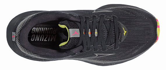 Кроссовки Mizuno Wave Rider 28 Black/Silver/Sunny Lime - Фото 5 большая