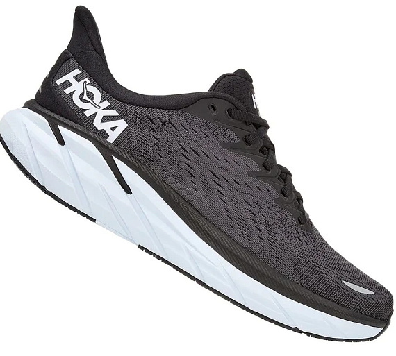 Кроссовки мужские Hoka Clifton 8 Wide Black/White - Фото 2 большая