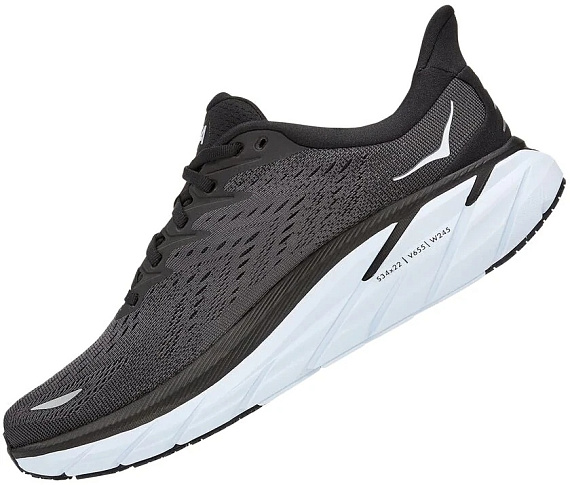 Кроссовки мужские Hoka Clifton 8 Wide Black/White - Фото 4 большая