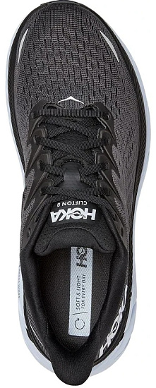 Кроссовки мужские Hoka Clifton 8 Wide Black/White - Фото 5 большая
