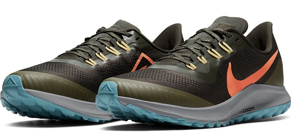 Кроссовки мужские Nike Air Zoom Pegasus 36 Trail Sequoia/Orange Trance/Medium Olive - Фото 3 большая