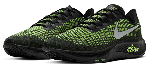 Кроссовки мужские Nike Air Zoom Pegasus 37 Black/Reflect Silver-Ghost Green - Фото 6 большая