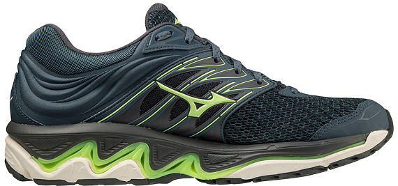 Кроссовки мужские Mizuno Wave Paradox 5 т.син-гол/нео.лайм/т.син. - Фото 2 большая