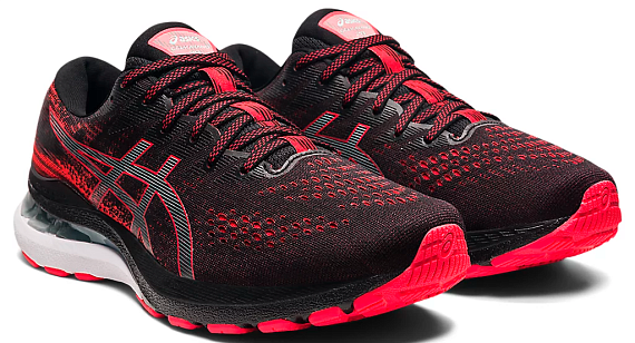 Кроссовки мужские ASICS Gel-Kayano 28 Black/Electric Red - Фото 2 большая