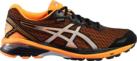 Кроссовки мужские ASICS Gt-1000 5 Gtx Черный/Серебристо-Серый/Оранжевый - Фото 1 большая
