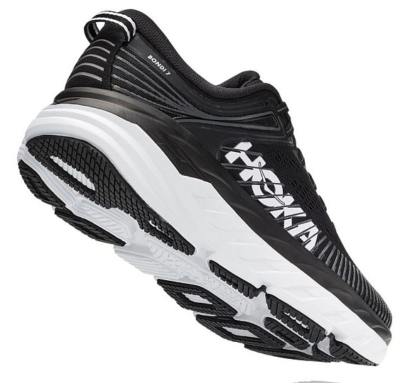 Кроссовки мужские Hoka Bondi 7 Black/White - Фото 3 большая