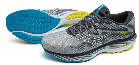 Кроссовки мужские Mizuno Wave Rider 27 Pblue/White/Bolt2Neon - Фото 5 большая